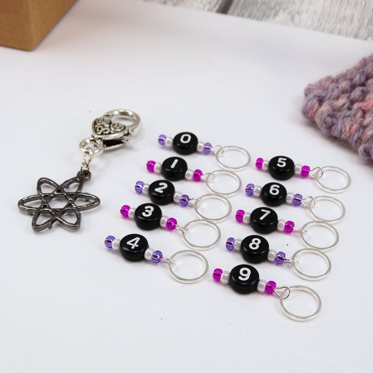 Limited Edition - Atomic Fuchsia & Purple Counting Stitch Markers -Set of 10