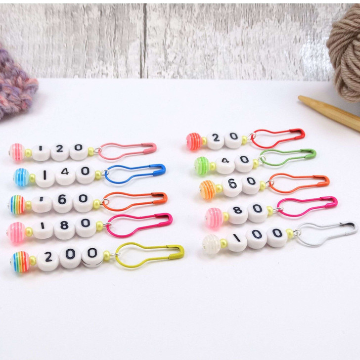 Limited Edition - Fairy Rainbow Garden Numbered Counting Stitch Markers 20-200 (set of 10)