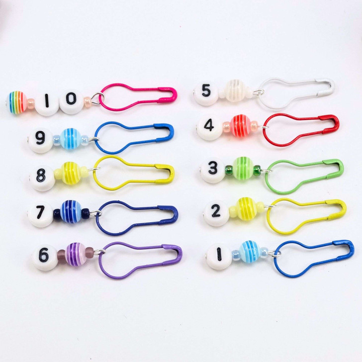 Limited Edition - Fairy Rainbow Garden Numbered Counting Stitch Markers 1-10 (set of 10)