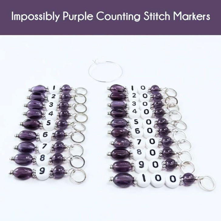 Limited Edition - Impossibly Purple Numbered Counting Stitch Markers set of 19