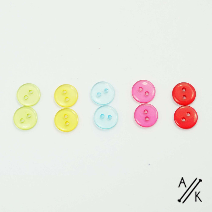 Round Smooth Plain Acrylic Button 2 holes - 11mm -