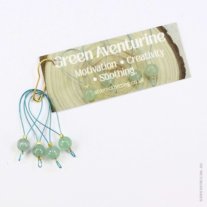 New! Green Aventurine Gemstone Looper Stitch Markers for Knitting | Motivation, Creativity, Soothing