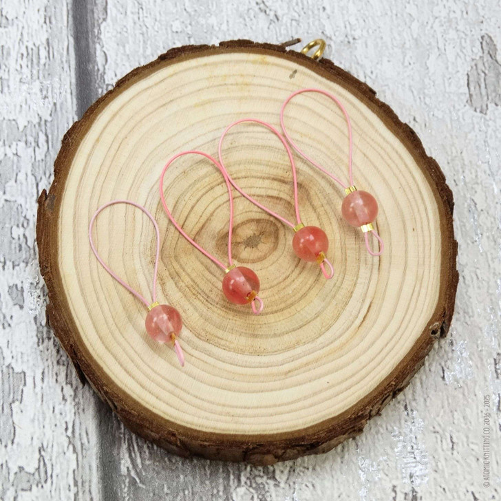 New! Cherry Quartz Gemstone Looper Stitch Markers for Knitting | Love, Peacefulness, Calm