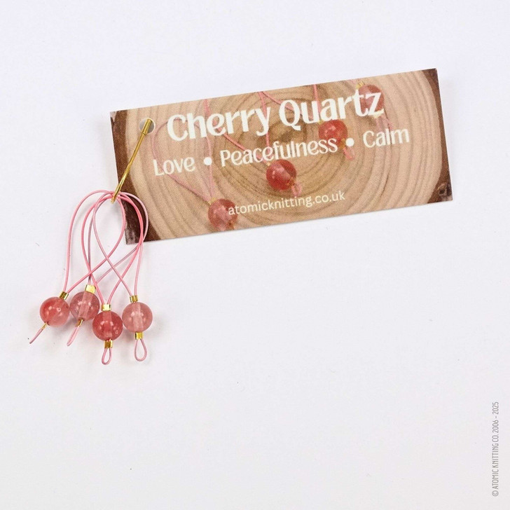 New! Cherry Quartz Gemstone Looper Stitch Markers for Knitting | Love, Peacefulness, Calm