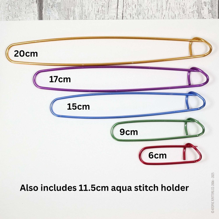 New! Purple, Blue, Aqua, Green, Pink, Gold Set of 6 Aluminium Stitch Holders