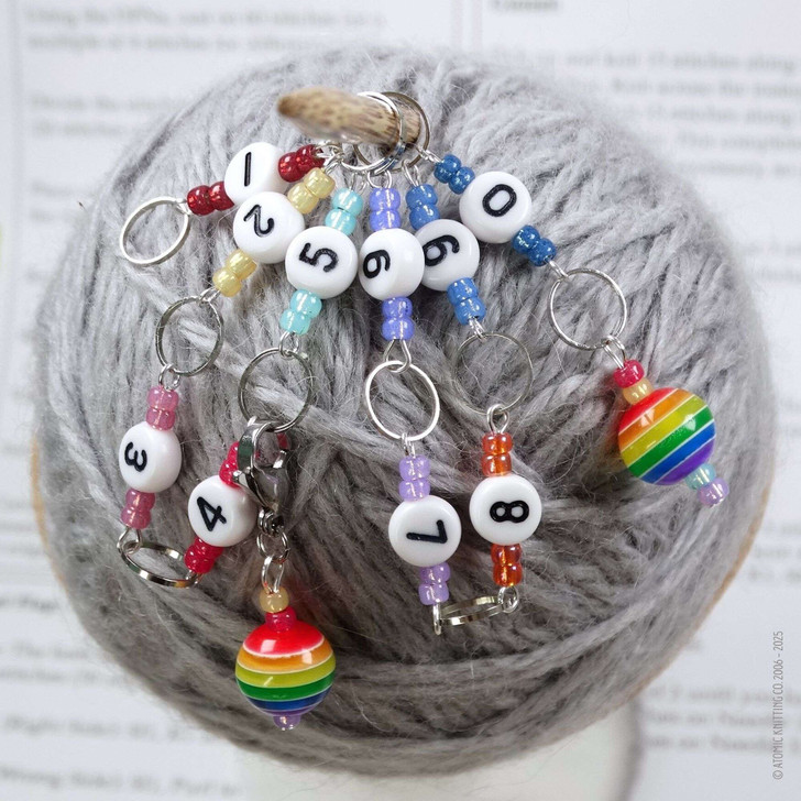 Row Counter - Rainbow Jewel - 99 Row Counter Chain for Knitting - SIZE 4mm OR 7mm