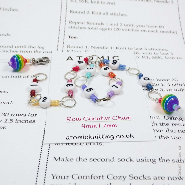 Row Counter - Rainbow Jewel - 99 Row Counter Chain for Knitting - SIZE 4mm OR 7mm