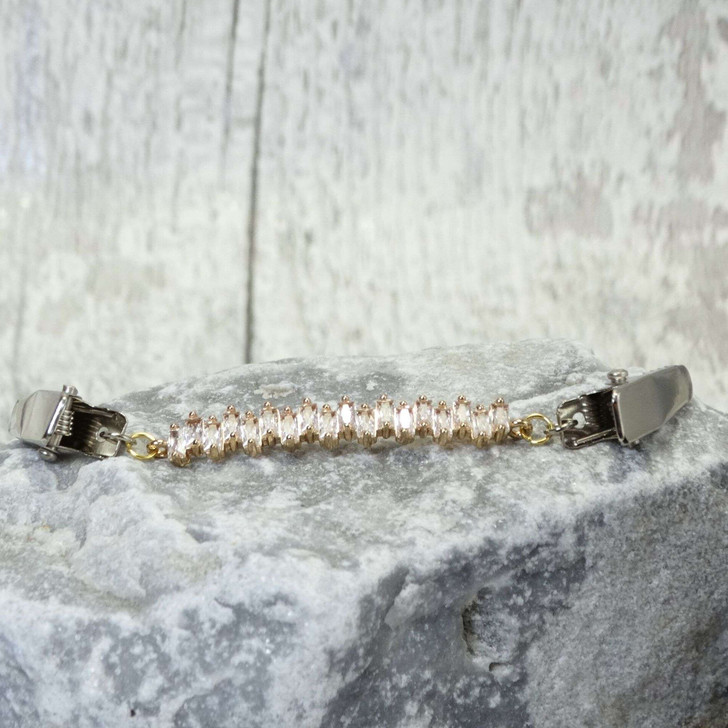 Cardigan Clip - Gold and Crystal | Sweater Fastener