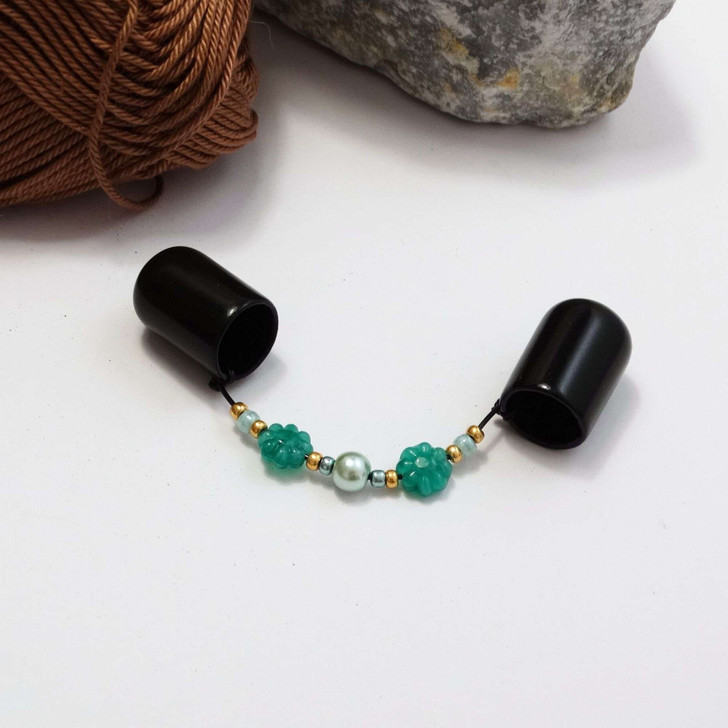 Seafoam & Teal Flower DPN Needle Keeper Holder - Choose DPN Size