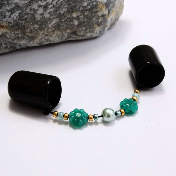 Seafoam & Teal Flower DPN Needle Keeper Holder - Choose DPN Size