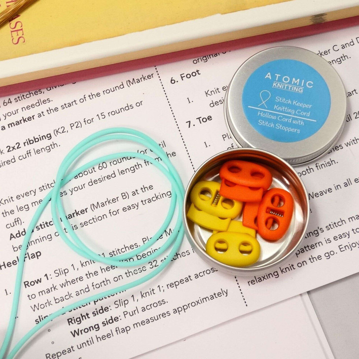 Light Teal Stitch Cords & 4 Stitch Stoppers for needles up to ~ 4mm