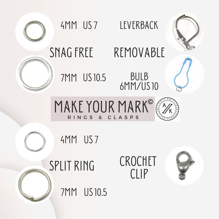 Make Your Mark and choose rings or clips for knitting or crochet