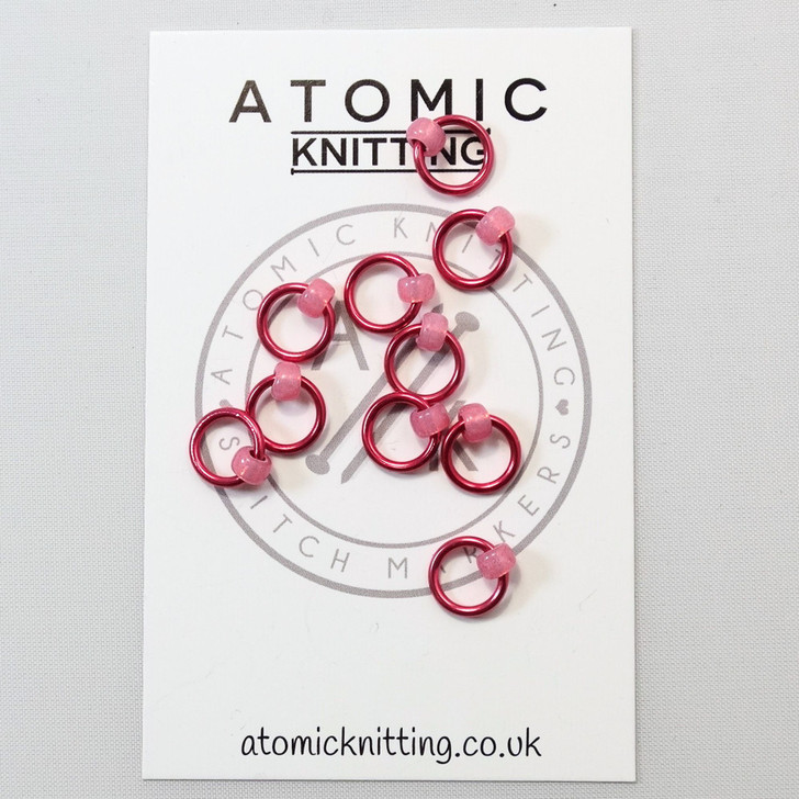 Opaque Pink Halo Stitch Markers - 4.5mm - Snag Free Stitch Markers For Knitting