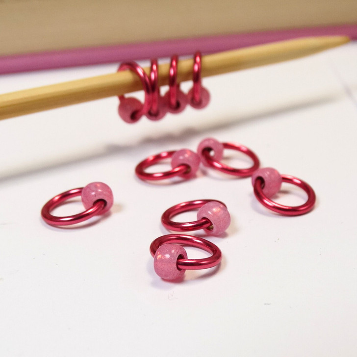Opaque Pink Halo Stitch Markers - 4.5mm - Snag Free Stitch Markers For Knitting