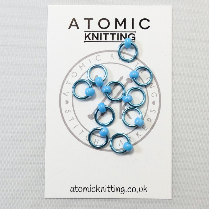 Opaque Blue Halo Stitch Markers - 4.5mm - Snag Free Stitch Markers For Knitting