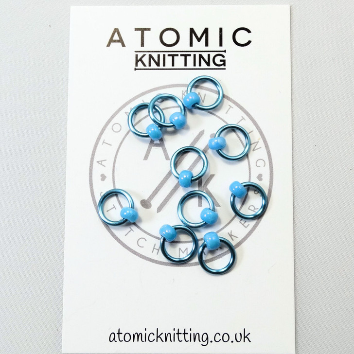 Opaque Blue Halo Stitch Markers - 4.5mm - Snag Free Stitch Markers For Knitting