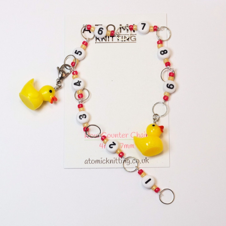 Row Counter - Yellow Ducks In A Row - 99 Row Counter Chain for Knitting- SIZE 4mm OR 7mm