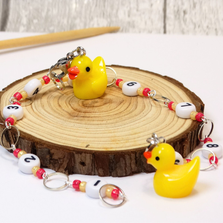 Row Counter - Yellow Ducks In A Row - 99 Row Counter Chain for Knitting- SIZE 4mm OR 7mm
