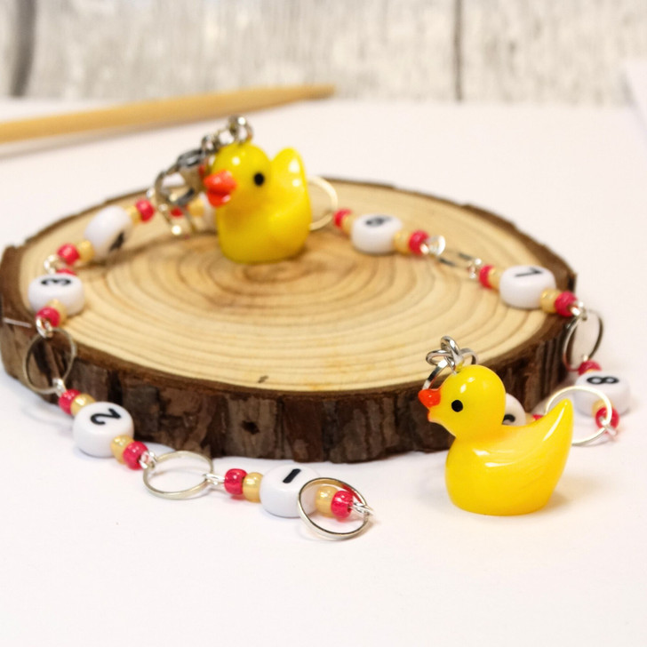 Row Counter - Yellow Ducks In A Row - 99 Row Counter Chain for Knitting- SIZE 4mm OR 7mm