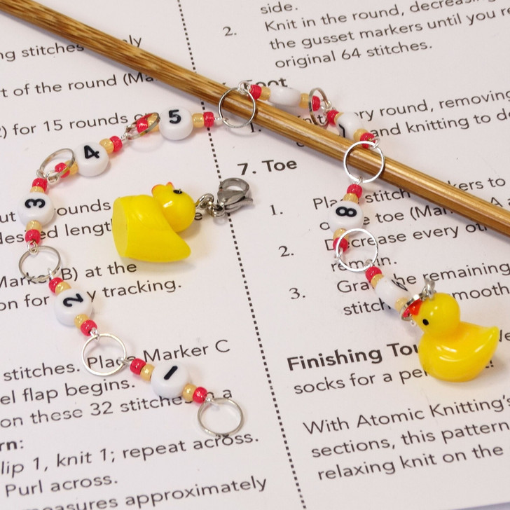 Row Counter - Yellow Ducks In A Row - 99 Row Counter Chain for Knitting- SIZE 4mm OR 7mm