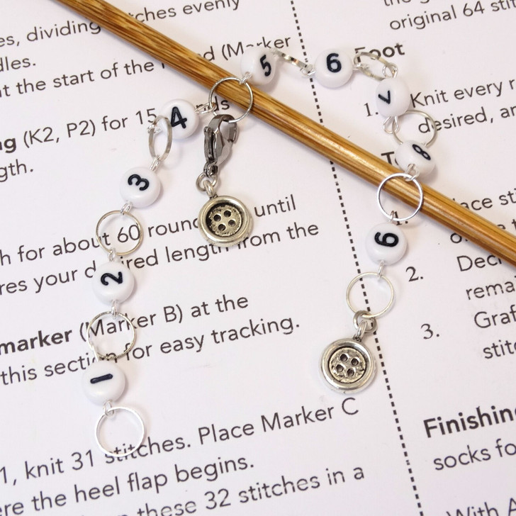 Row Counter - Silver Button 99 Row Counter Chain for Knitting- SIZE 4mm OR 7mm