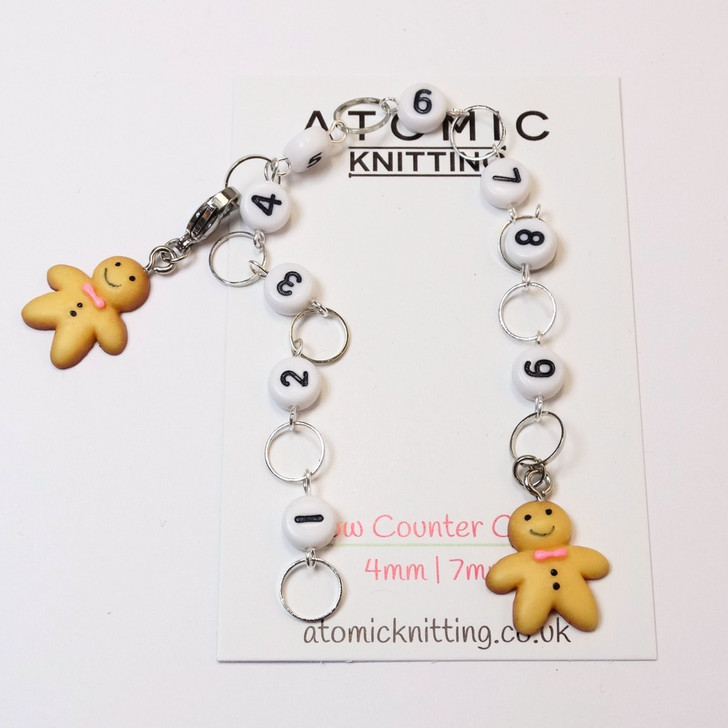 Row Counter - Gingerbread 99 Row Counter Chain for Knitting- SIZE 4mm OR 7mm