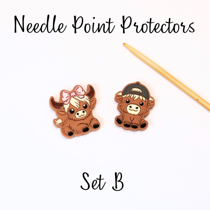 Cow Needle Stoppers x2 | Point Protectors | Knitting Notions