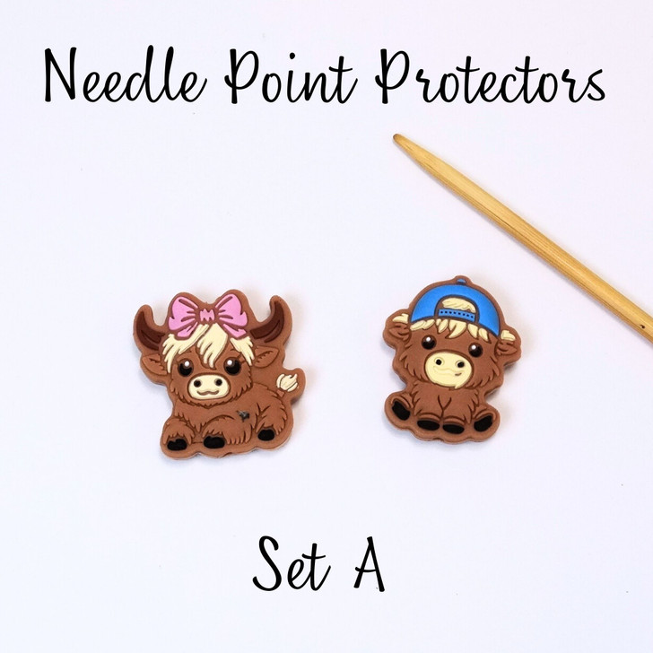 Cow Needle Stoppers x2 | Point Protectors | Knitting Notions