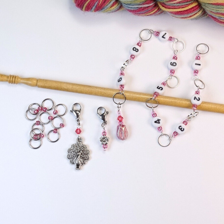 Rose Tulip Row Counter Chain and Stitch Markers Bundle