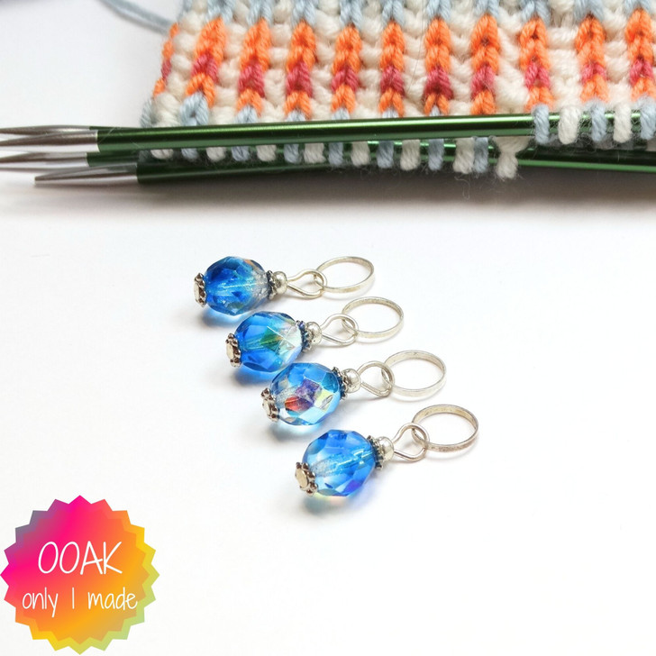 Aquamarine Lustre Stitch Markers - Set of 4
