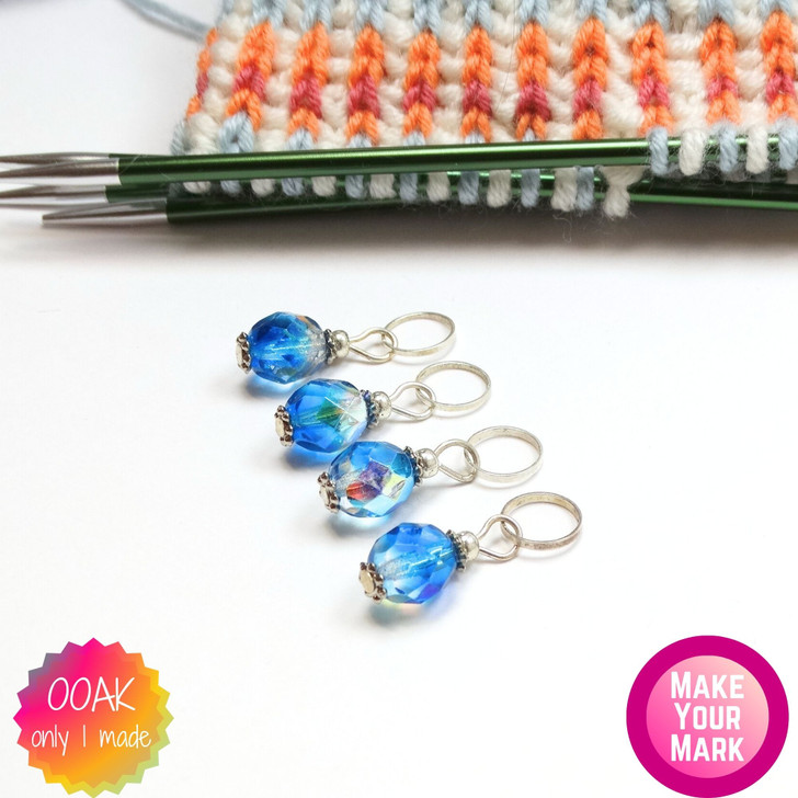 Aquamarine Lustre Stitch Markers - Set of 4