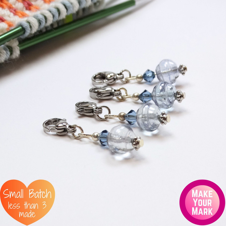 Blue Spiral Bead Stitch Markers - Set of 4