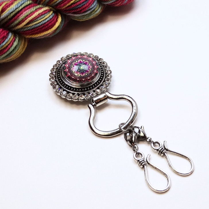 Raspberry Teal Magnetic Portuguese Knitting Pin - Detachable Double Hook