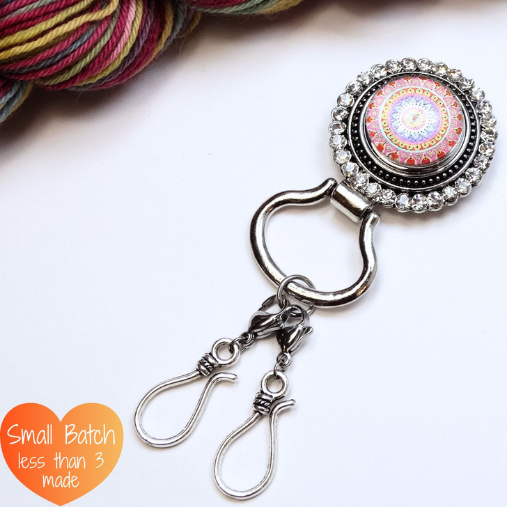 Peach Mandala Magnetic Portuguese Knitting Pin - Detachable Double Hook