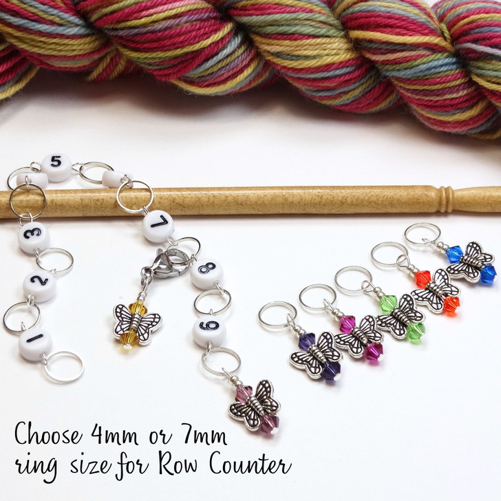 Butterfly Row Counter Chain and 5 Stitch Markers Bundle