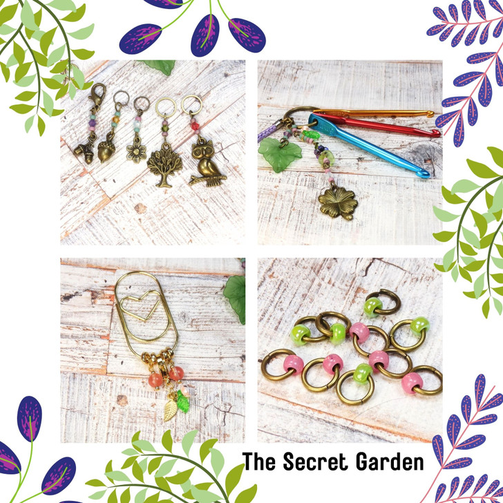The Secret Garden - Stitch Markers, Stitch Savers, Planner Clip