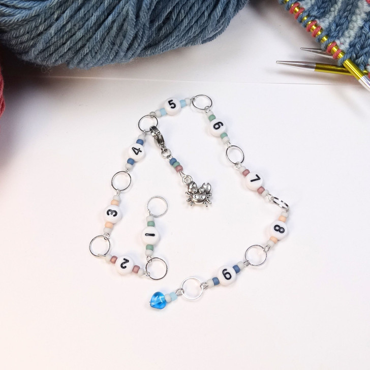 Rockpool Row Counter Chain 1–9 | Knitting Row Counter | No Click Stitch Marker Counter | Coastal Knitting Tool UK