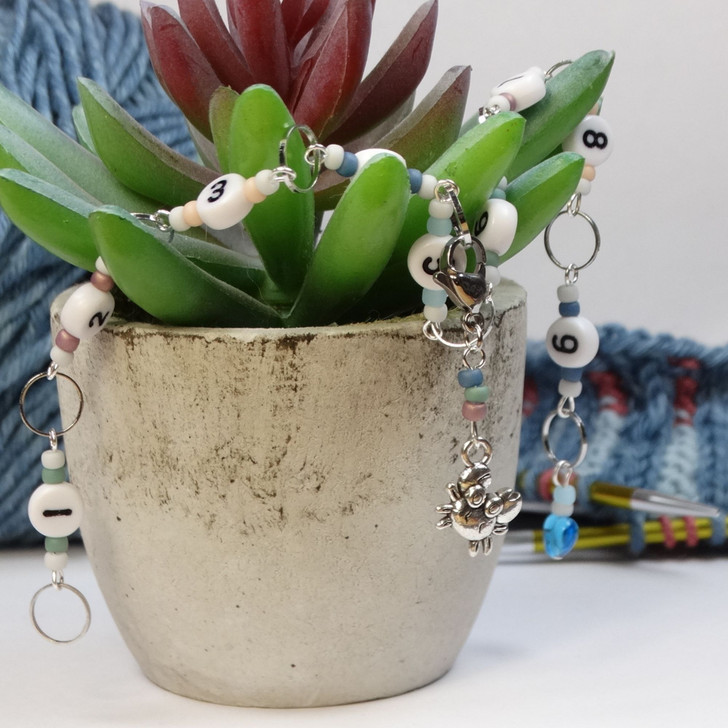 Rockpool Row Counter Chain 1–9 | Knitting Row Counter | No Click Stitch Marker Counter | Coastal Knitting Tool UK