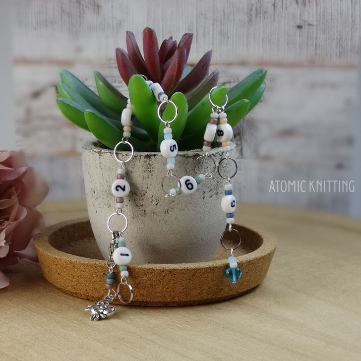Rockpool Row Counter Chain | Knitting Row Counter | No Click Stitch Marker Counter | Coastal Knitting Tool UK