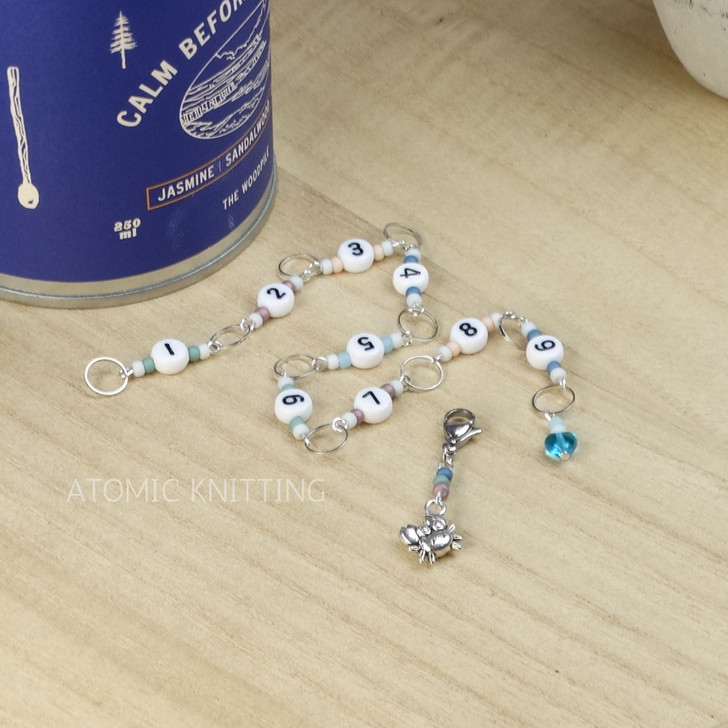 Rockpool Row Counter Chain 1–9 | Knitting Row Counter | No Click Stitch Marker Counter | Coastal Knitting Tool UK