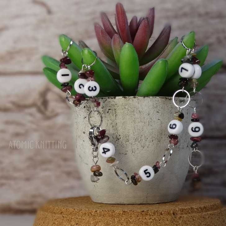 Tourmaline Chip Row Counter Chain | No Click Knitting Stitch Counting