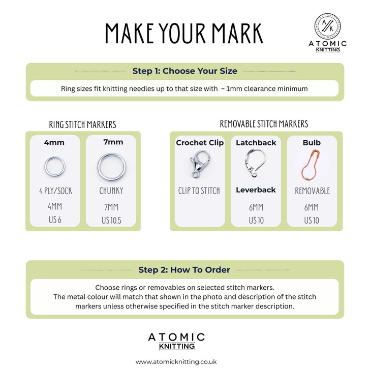 Make Your Mark Stitch Marker options