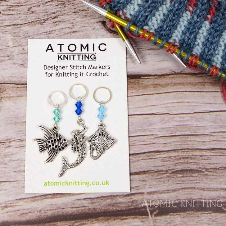 Mermaid & Sea Fish Stitch Marker Set - Set of 3