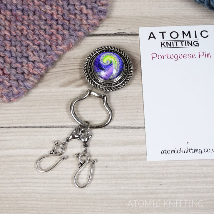 Purple Wave Magnetic Portuguese Knitting Pin - Detachable Double Hook