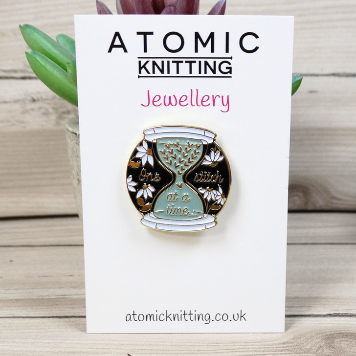 One Stitch At A Time - Hourglass Enamel Pin Badge