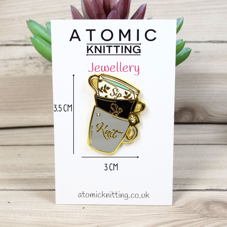 Sip Sip Knit - Teacup Enamel Pin Badge