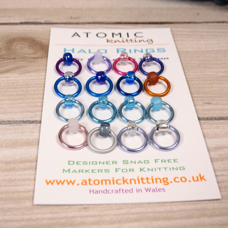 August Mystery Mix Halo Stitch Markers for Knitting | Set of 16 Handmade Snag-Free Ring Markers