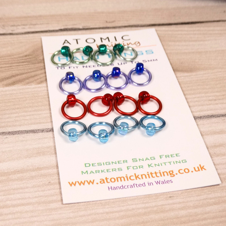 Studio Mix Halo Stitch Markers for Knitting | Set of 16 Handmade Snag-Free Ring Markers