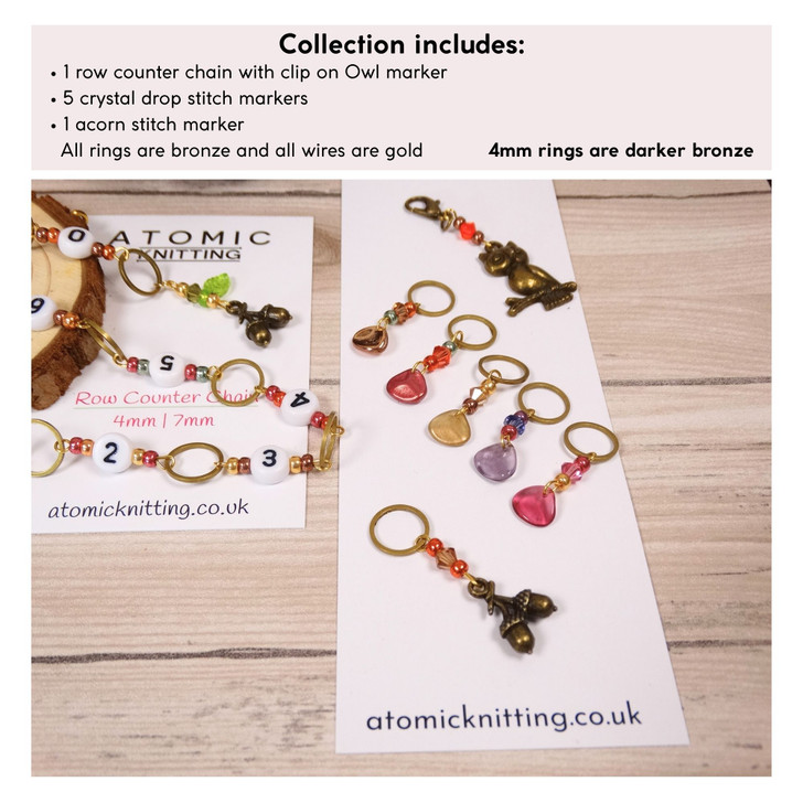 Woodland Bronze Row Counter Chain and Stitch Markers