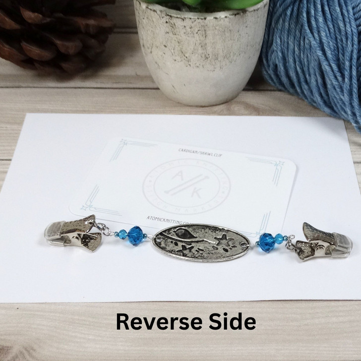 Teal Bead and Bird Cardigan Clip Fastener UK